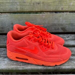 Nike Air Max 90 Ultra Breathe Total Crimson Orange Sneakers 725222-800 Sz 8.5